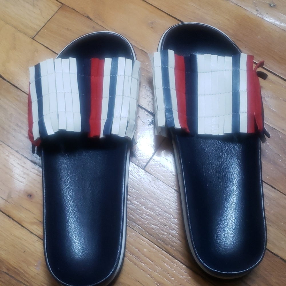 Monse Slides....White, Red and Blue..leather and s